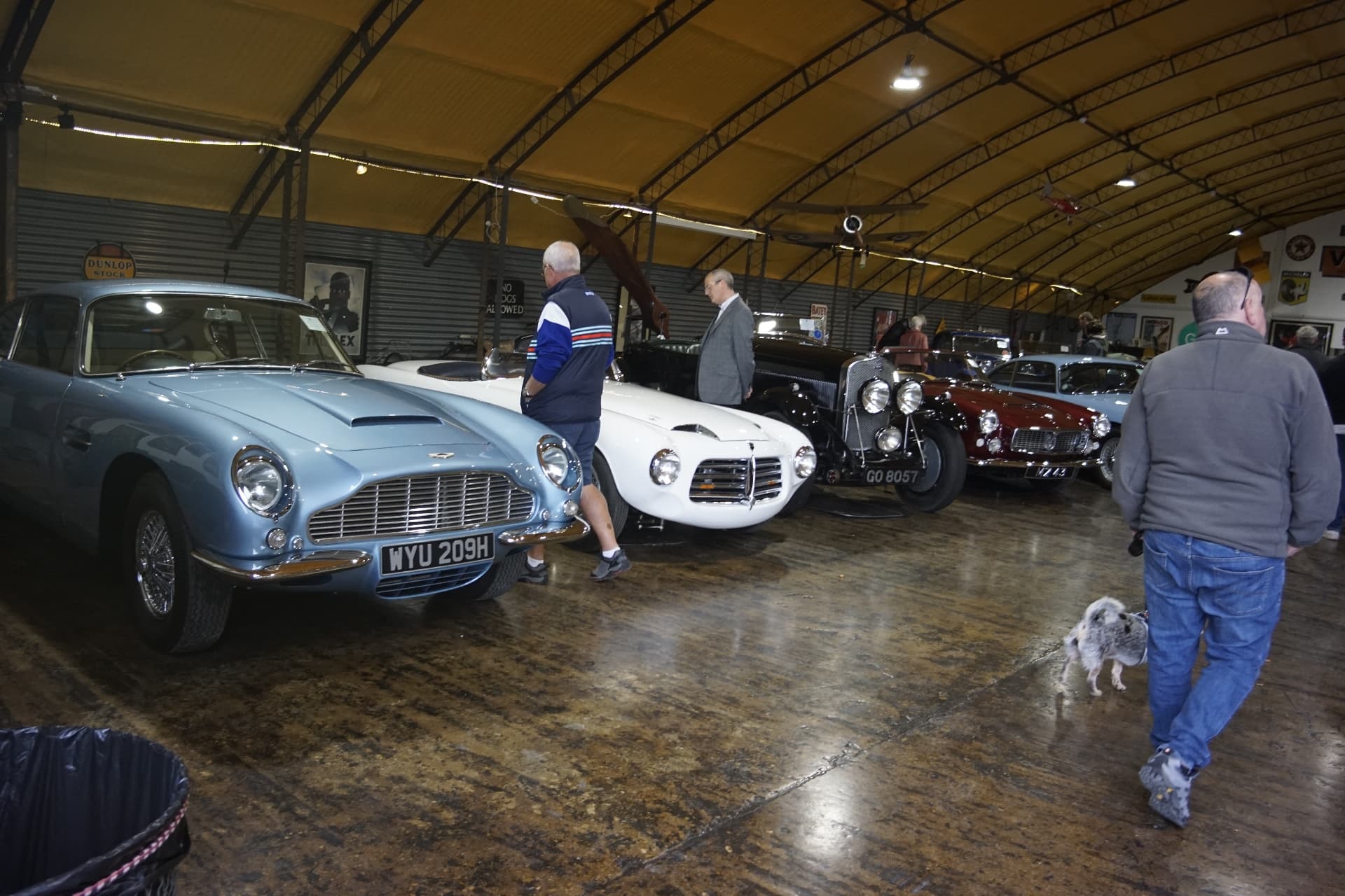 Classic Aston Martins and vintage cars inside the Classic Motor Hub showroom